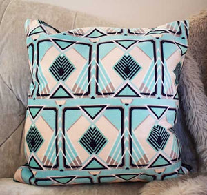 Francis Tile Square Velvet Cushion - Mint