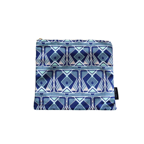 Francis Mint Striped Large Velvet Pouch