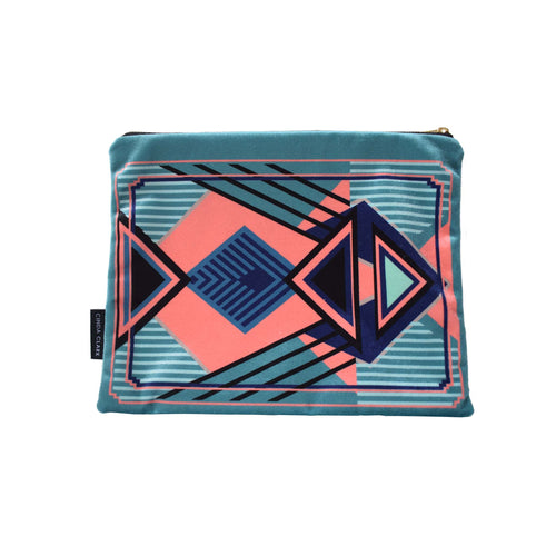 Francis Teal Large Velvet Pouch