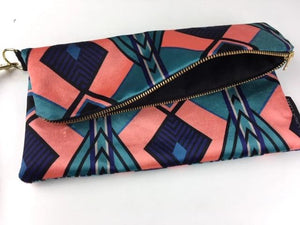 Francis Black/Coral - Velvet Clutch Bag
