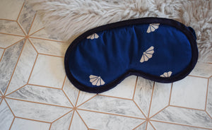 Navy Random Fans Silk Eye Mask